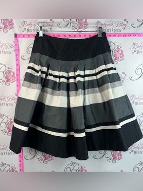H&M skirt aline flowy stripes striped Black, Gray & White Striped Circle Skirt